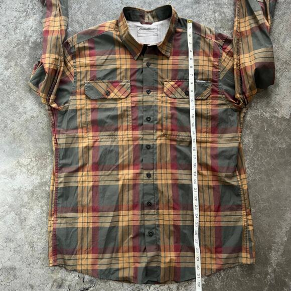 Eddie Bauer Shirt Mens Tall XL TXL Polyester Quick Dry Plaid Hiking Fishing Vent - Picture 7 of 8